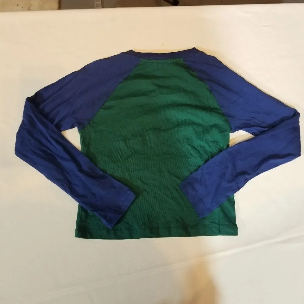 Topshop Blue‎ & Green Baseball Henley Size US8